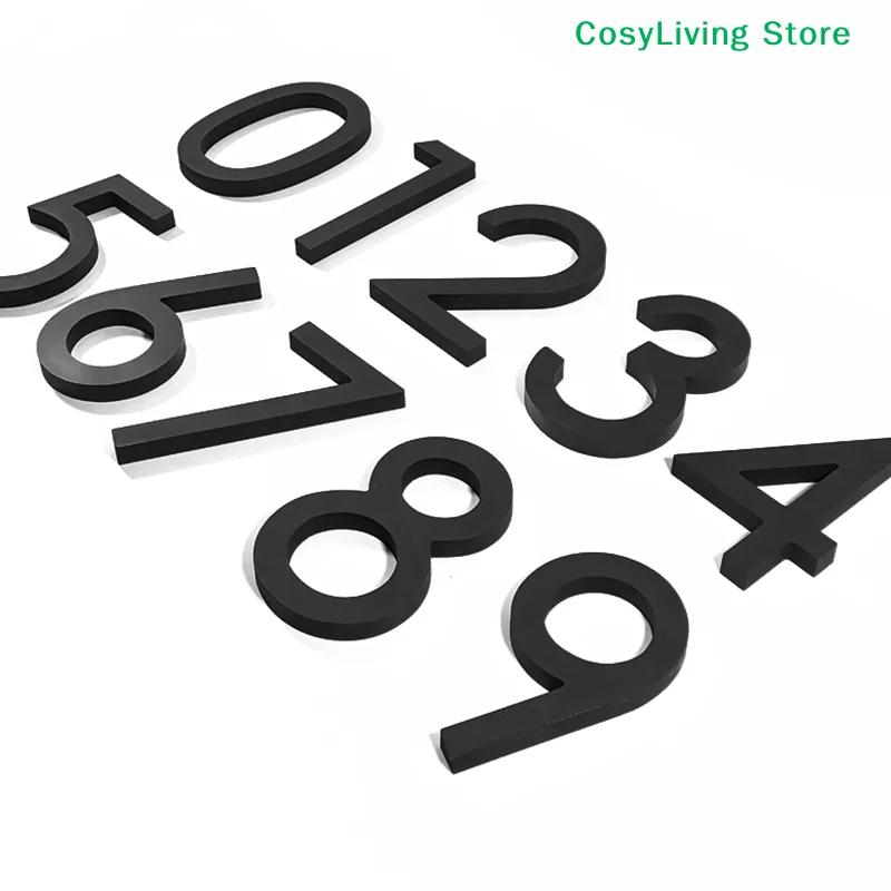 Endereço Grande Porta Moderna Alfabeto Flutuante Número de Casa Letras Sinal # 0-9 Números pretos 125 mm 5 em casa ao ar livre