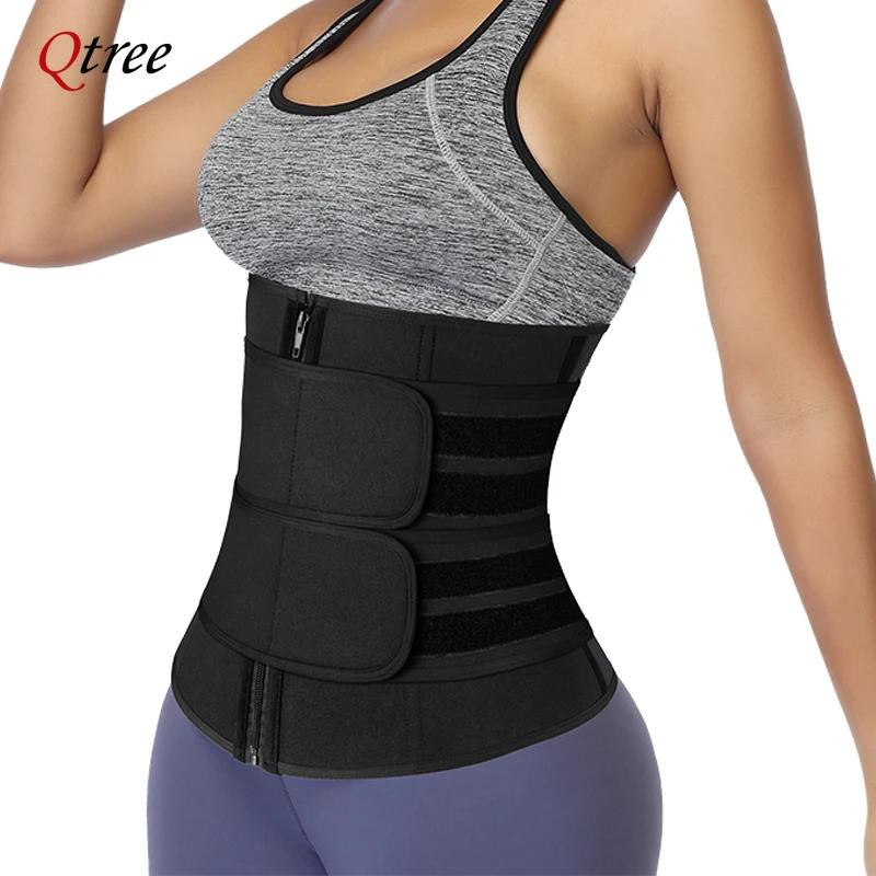 Qtree cintura trainer plus size para mulheres esportes cinto espartilho emagrecimento barriga corpo shaper suor trimmer cinto mais magro perda de peso