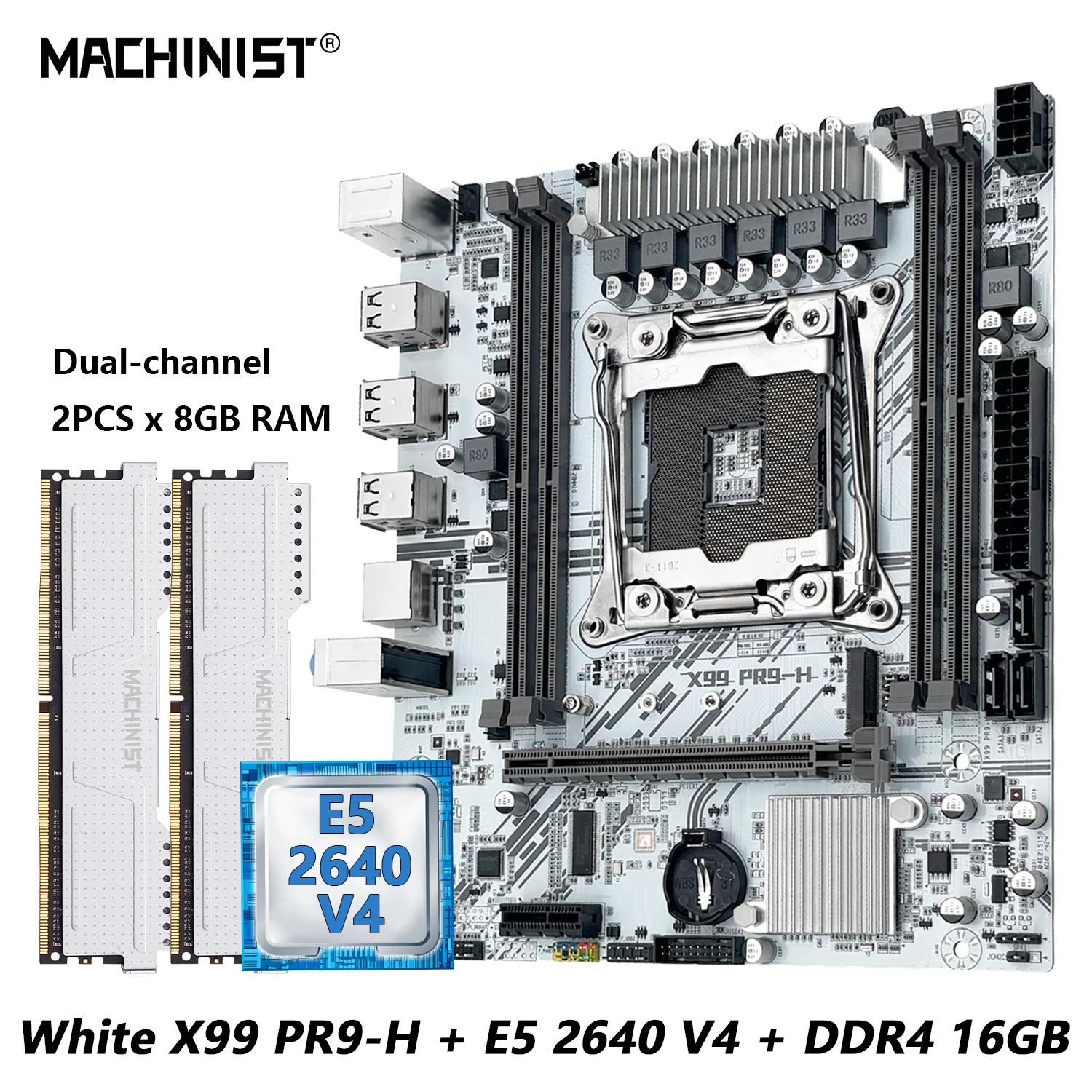 Conjunto de kit de placa-mãe MACHINIST White X99 Optiona Xeon E5 2640 V4 LGA 2011-3 CPU DDR4 2*8G = 16GB RAM NVME/SATA M.2 PR9-H combo