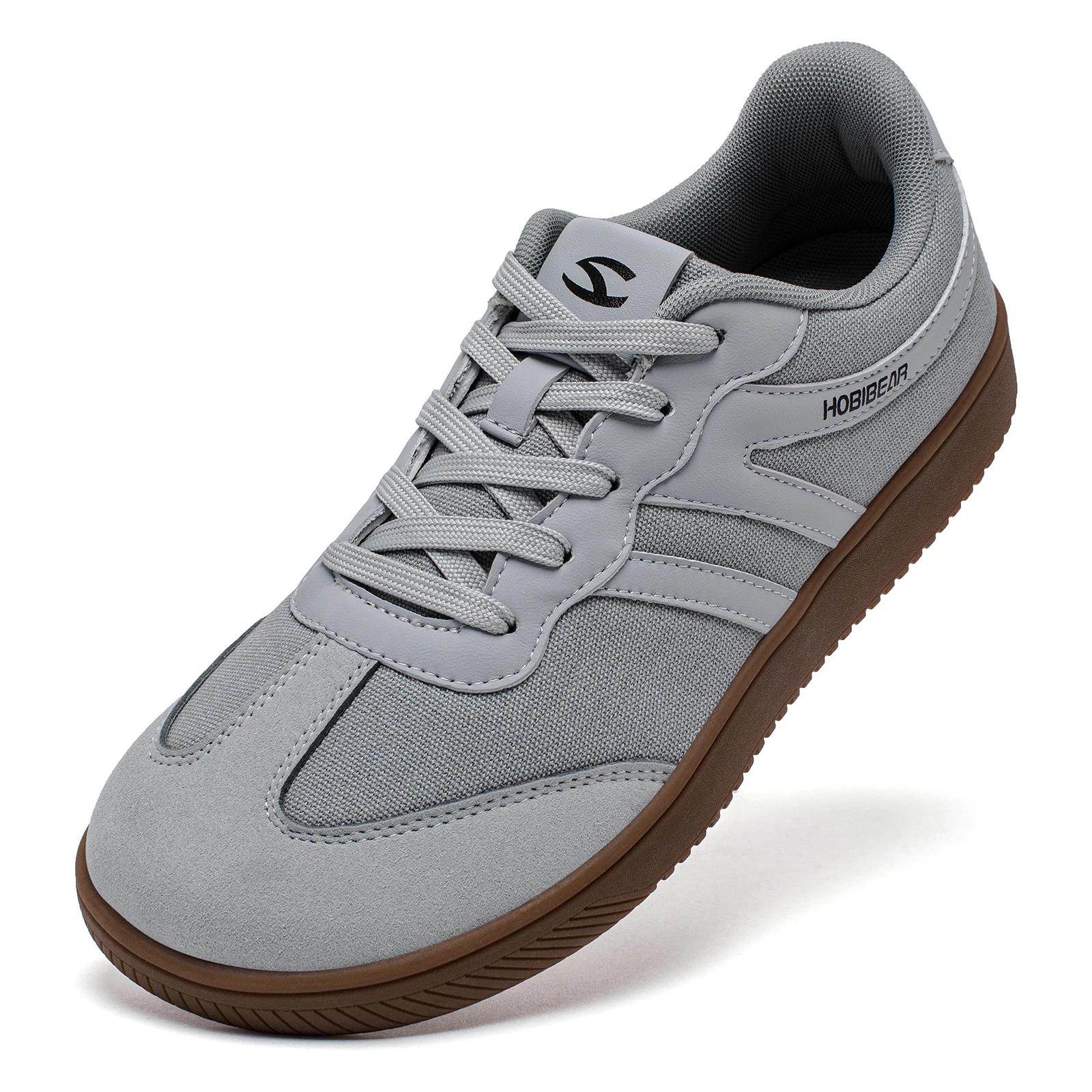 HOBIBEAR Tênis de bico largo unissex sapatos de caminhada com cadarço tecido antiderrapante tênis casual