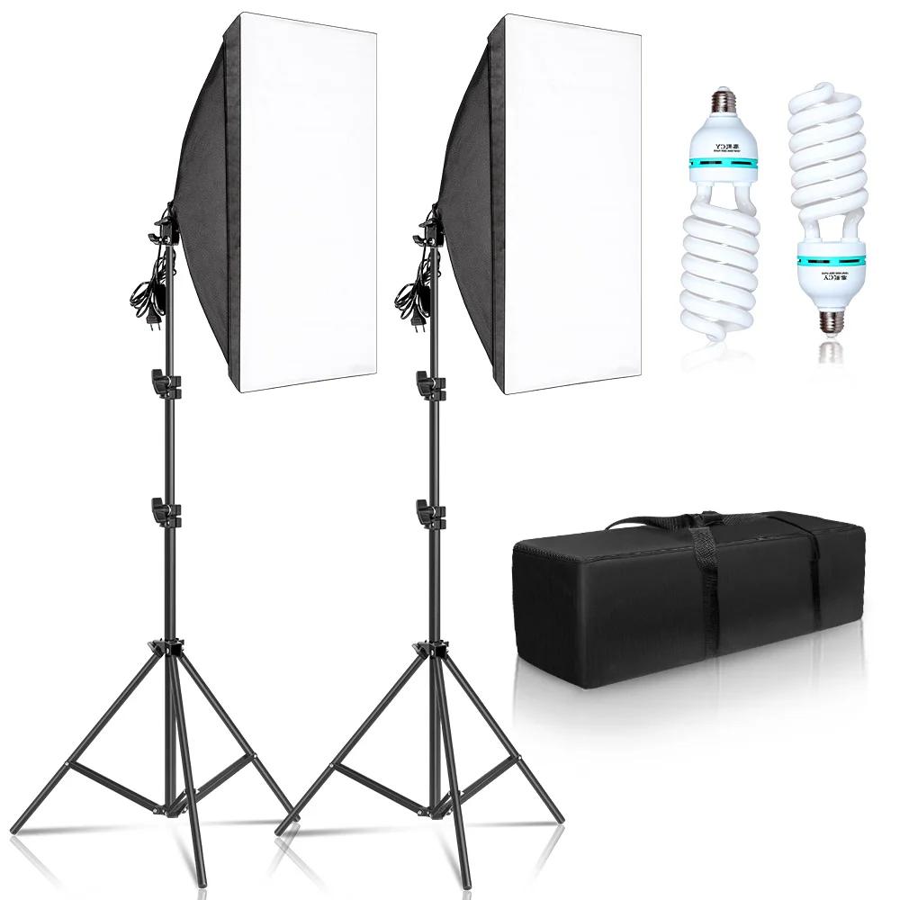 SH 50x70CM Fotografia Softbox Kits de iluminação Equipamento profissional de sistema de luz contínua para estúdio fotográfico