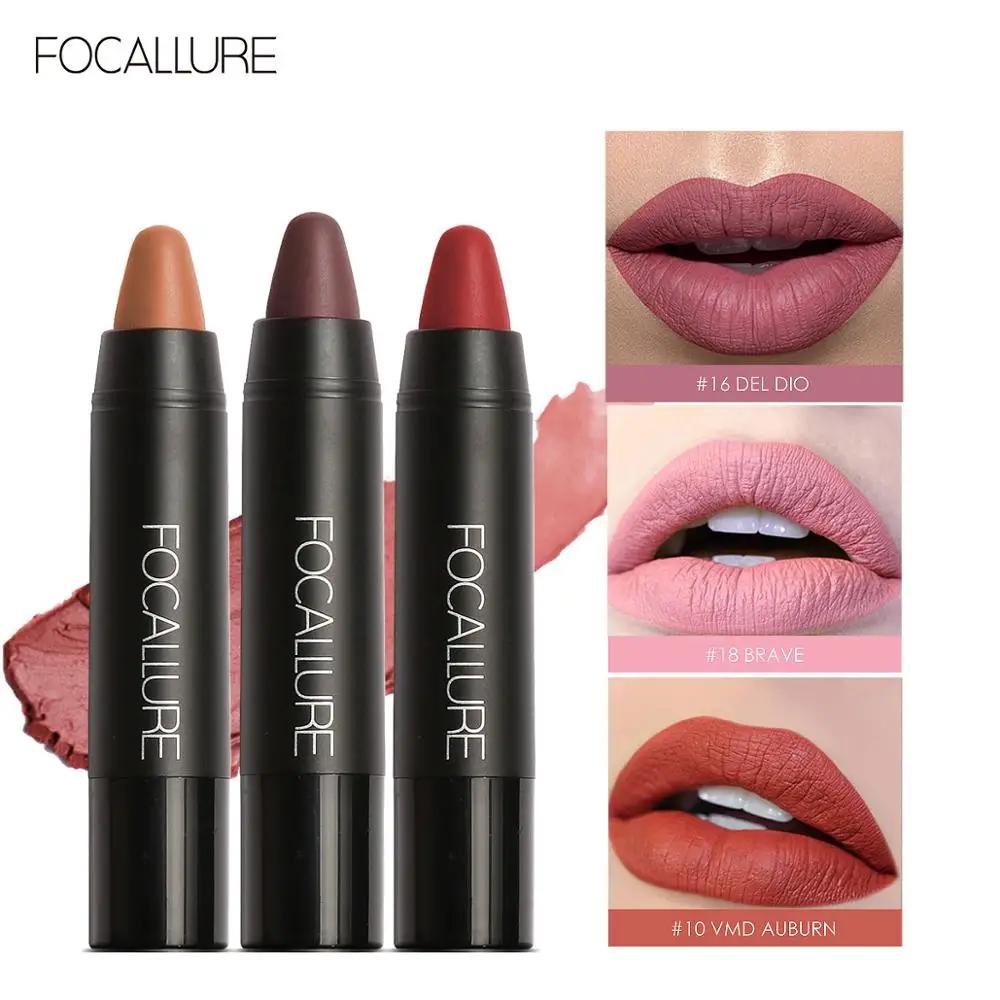 Batom focallure matte à prova d'água, batom cosméticos sext vermelho nude maquiagem batom 19 cores suave textura